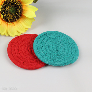 China supplier multicolor round cotton thread hot pad cup coaster