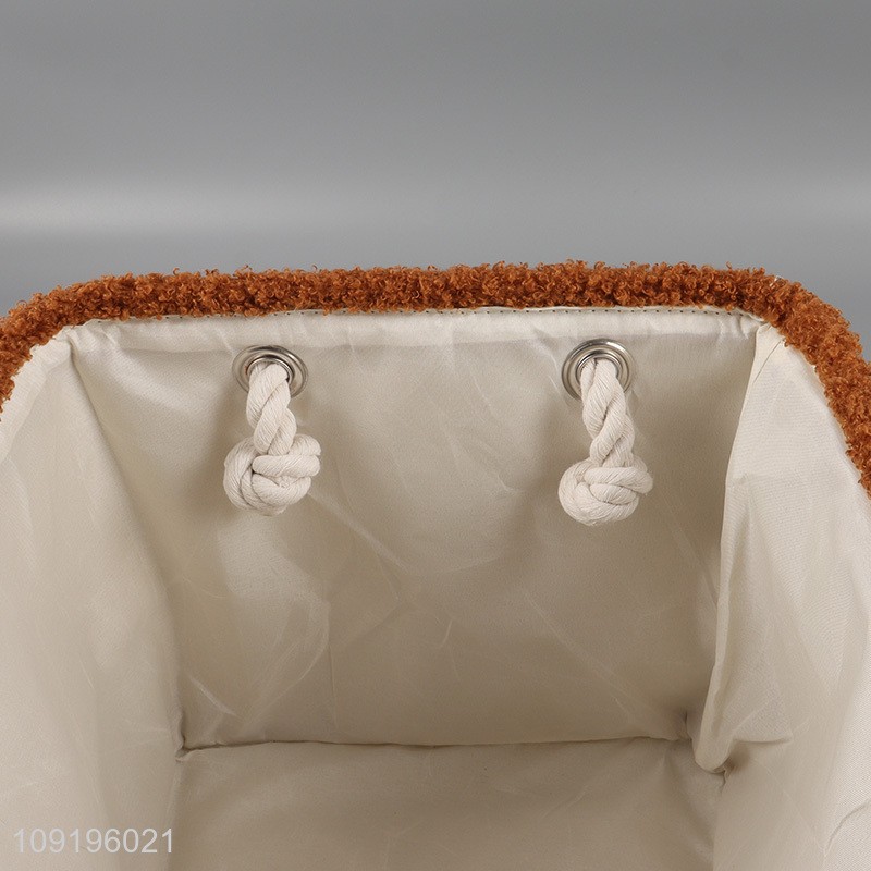 Good selling rectangle polyester household storage basket with handle