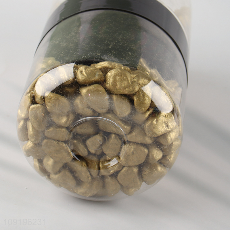 Good Quality 10-12mm Colored Rive Socks Fish Tank Filler Stones Gold Color