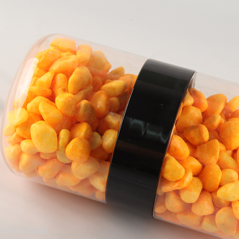 China Imports 10-12mm Colored Rive Socks Fish Tank Filler Stones Saffron Yellow