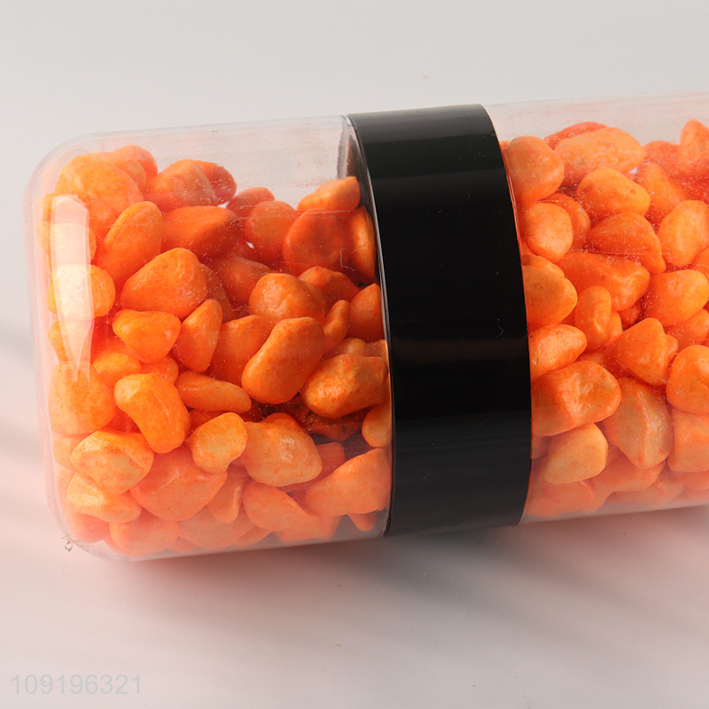 Good Quality 10-12mm Colored Rive Socks Fish Tank Filler Stones Orange Color