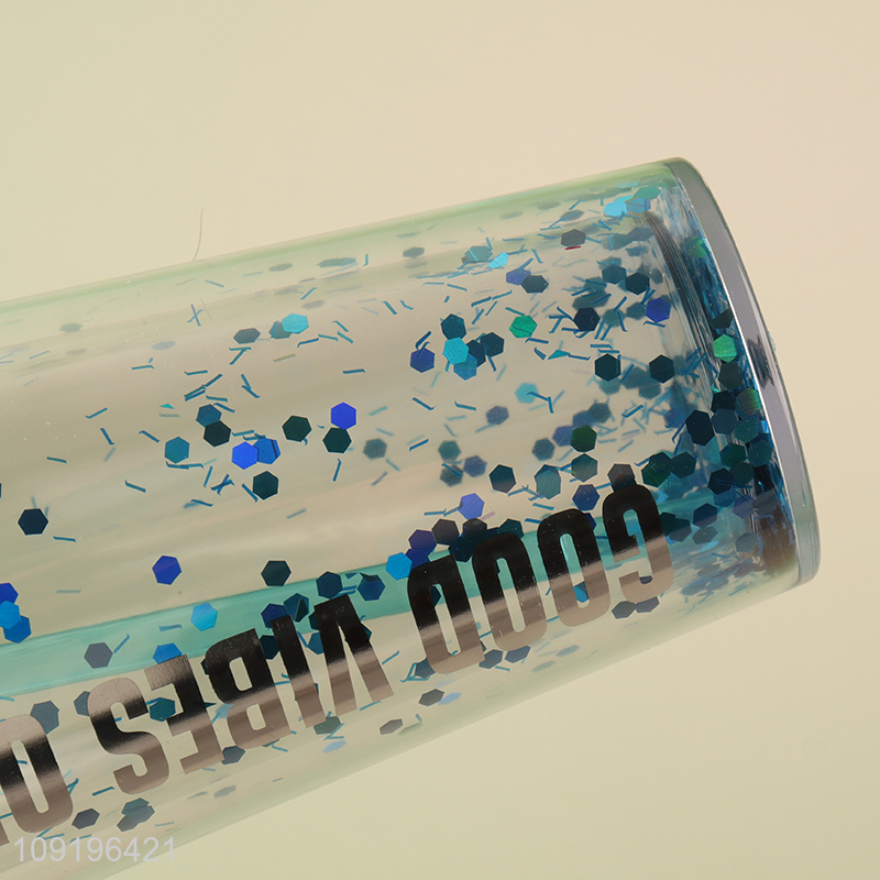 Good Quality 400ml Double Layer Plastic Tumbler with Lid & Straw