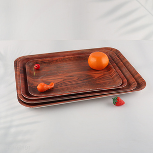 Good Quality Wood Grain Plastic Serving Tray Unbreakable Food Serving Tray