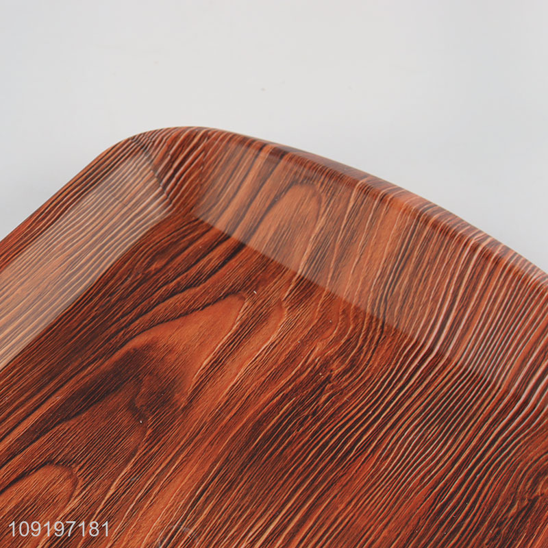 Online Wholesale Wood Grain Plastic Serving Tray Reusable Serving Platter