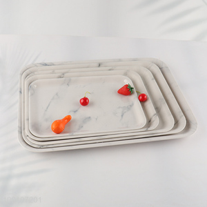 New Arrival Marble Pattern Plastic Serving Tray Plastic Serving Platter
