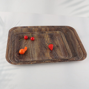 China Imports Plastic Serving Tray Wood Grain Plastic Serving Platter