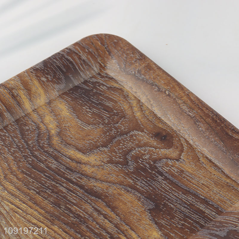 China Imports Plastic Serving Tray Wood Grain Plastic Serving Platter