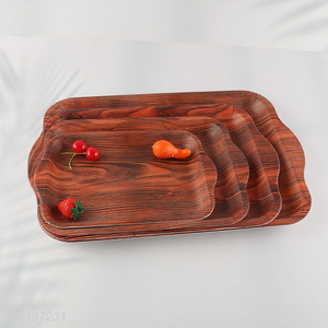 High Quality Wood Grain Plastic Serving Tray Custom Serving Platter