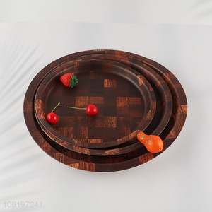 Factory Price Serving Tray Wood Grain Plastic Fruits Serving Platter