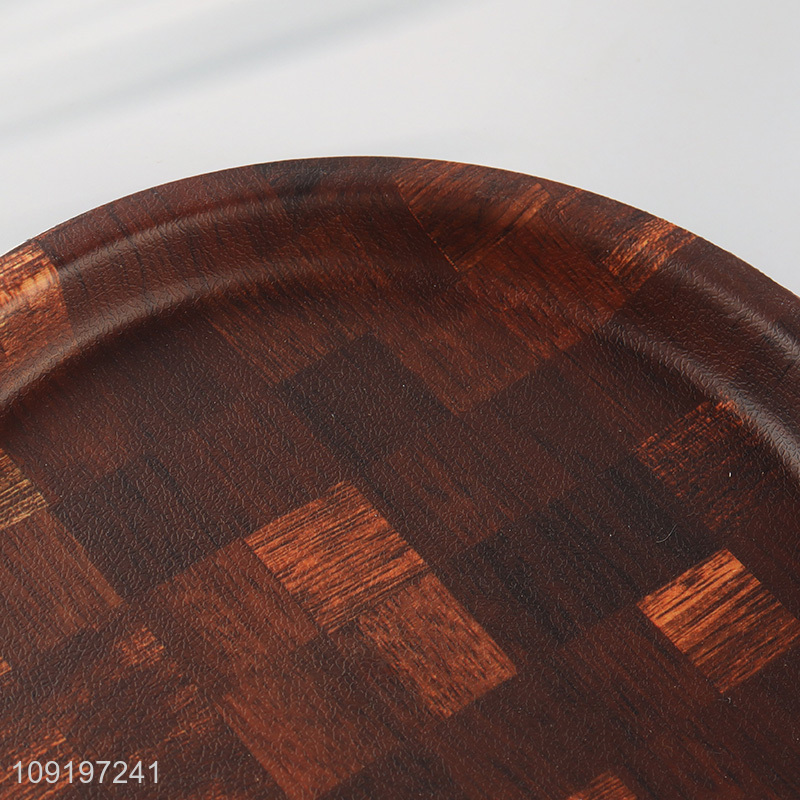 Factory Price Serving Tray Wood Grain Plastic Fruits Serving Platter