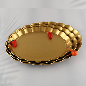 New Product Gold Plastic Serving Tray Reusable Fruits Desserts Platter