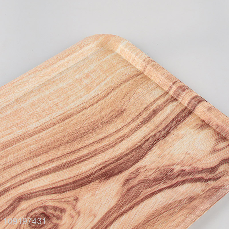 China Imports Plastic Serving Tray Wood Grain Plastic Food Serving Tray