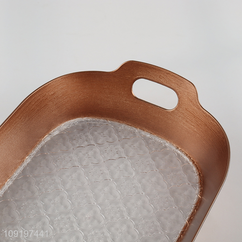 Factory Supply Serving Tray Plastic Fruit Serving Platter with Handles