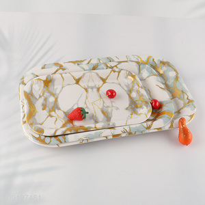 Hot Selling Marble Pattern Serving Tray Plastic Fruits Serving Platter