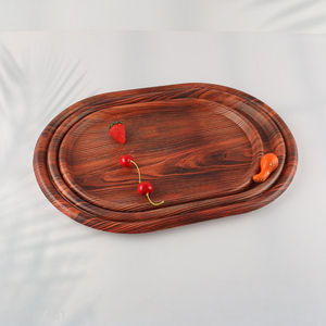 Good Quality Wood Grain Plastic Serving Tray Serving Platter Wholesale