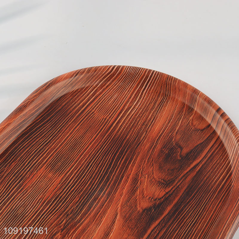 Good Quality Wood Grain Plastic Serving Tray Serving Platter Wholesale