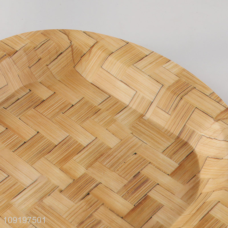 High Quality Bamboo Woven Plastic Serving Tray Plastic Serving Platter