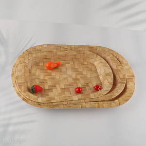 High Quality Bamboo Woven Plastic Serving Tray Plastic Serving Platter