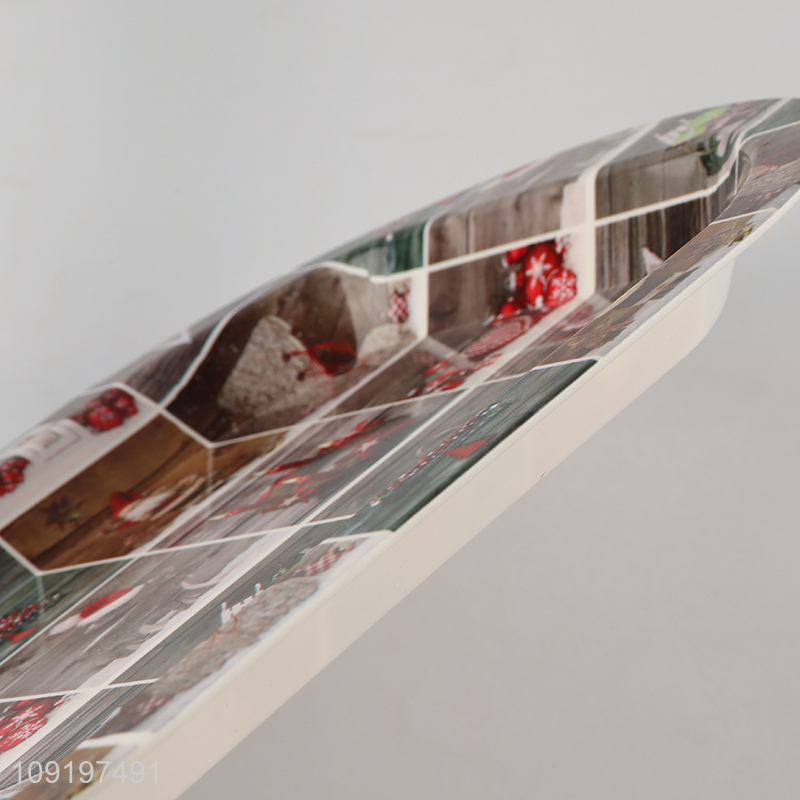 New Product Plastic Serving Tray Christmas Platter for Cookies Dinner