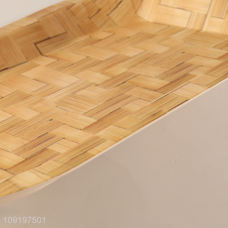 High Quality Bamboo Woven Plastic Serving Tray Plastic Serving Platter