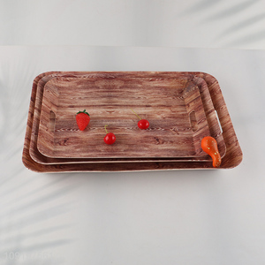 New Arrival Wood Grain Plastic Serving Tray Plastic Serving Platter
