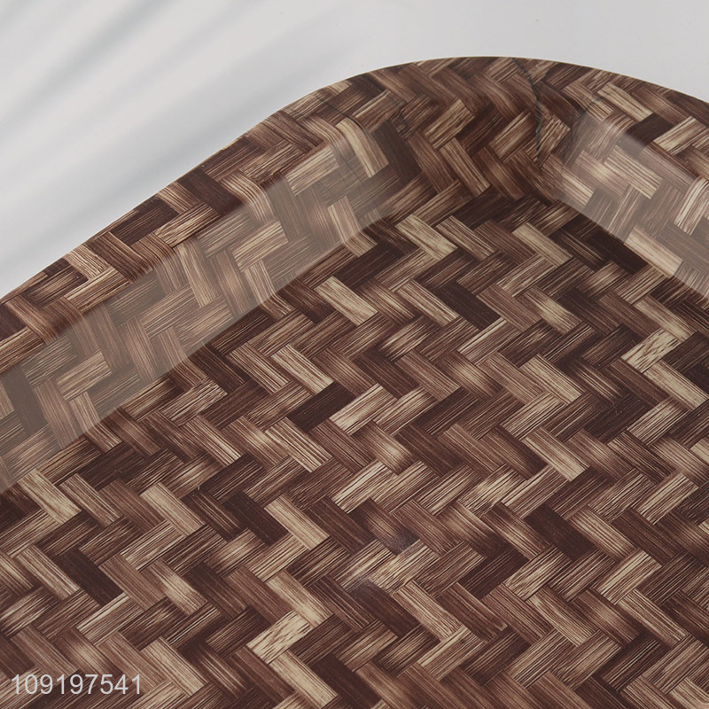 Online Wholesale Bamboo Woven Plastic Serving Tray Reusable Serving Platter