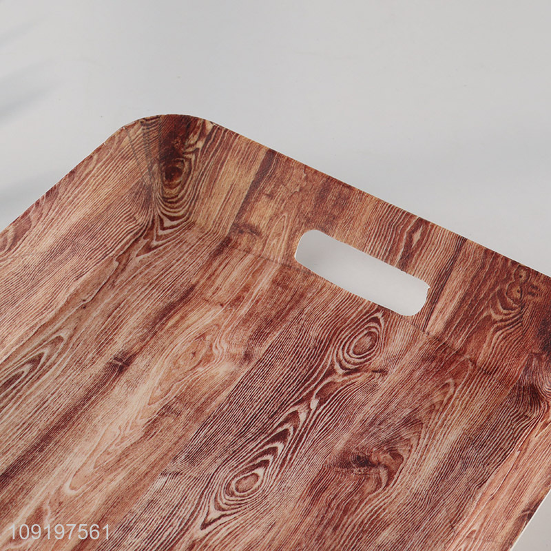 New Arrival Wood Grain Plastic Serving Tray Plastic Serving Platter