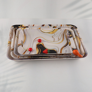 Hot Selling Marble Pattern Plastic Serving Tray for Desserts Cookies
