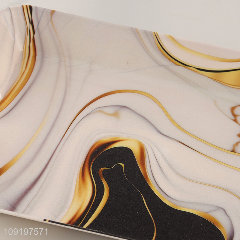 Hot Selling Marble Pattern Plastic Serving Tray for Desserts Cookies