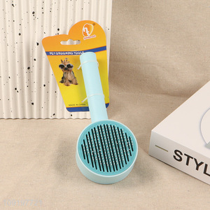 Online wholesale round self-cleaning pet hair comb pet hair remover brush