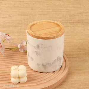 Good price round cotton swab storage tank storage jar with wooden lid
