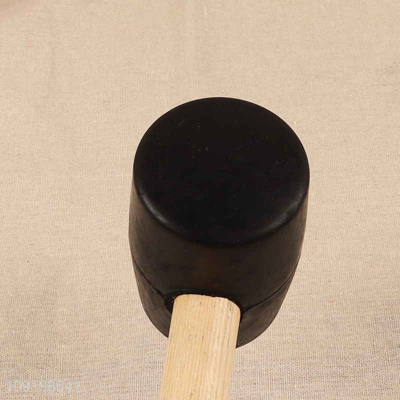 China products hand tool professional black rubber hammer with wooden handle