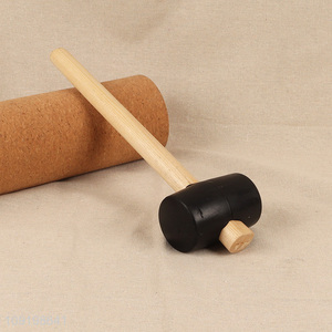 China products hand tool professional black rubber hammer with wooden handle