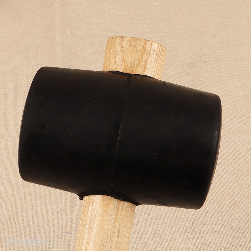 China products hand tool professional black rubber hammer with wooden handle