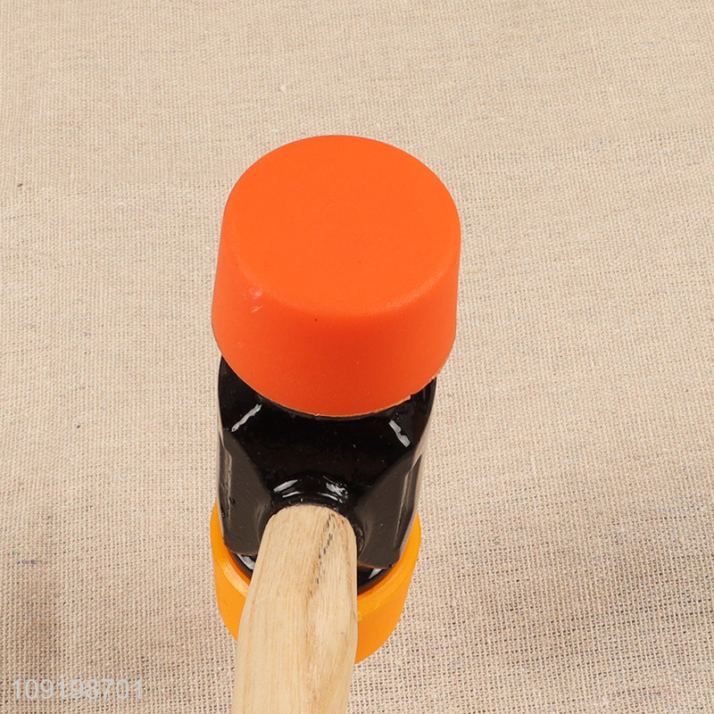 Factory price heavy duty rubber shockproof hammer with wooden handle