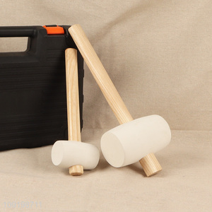 Best selling white heavy duty shockproof rubber hammer with wooden handle