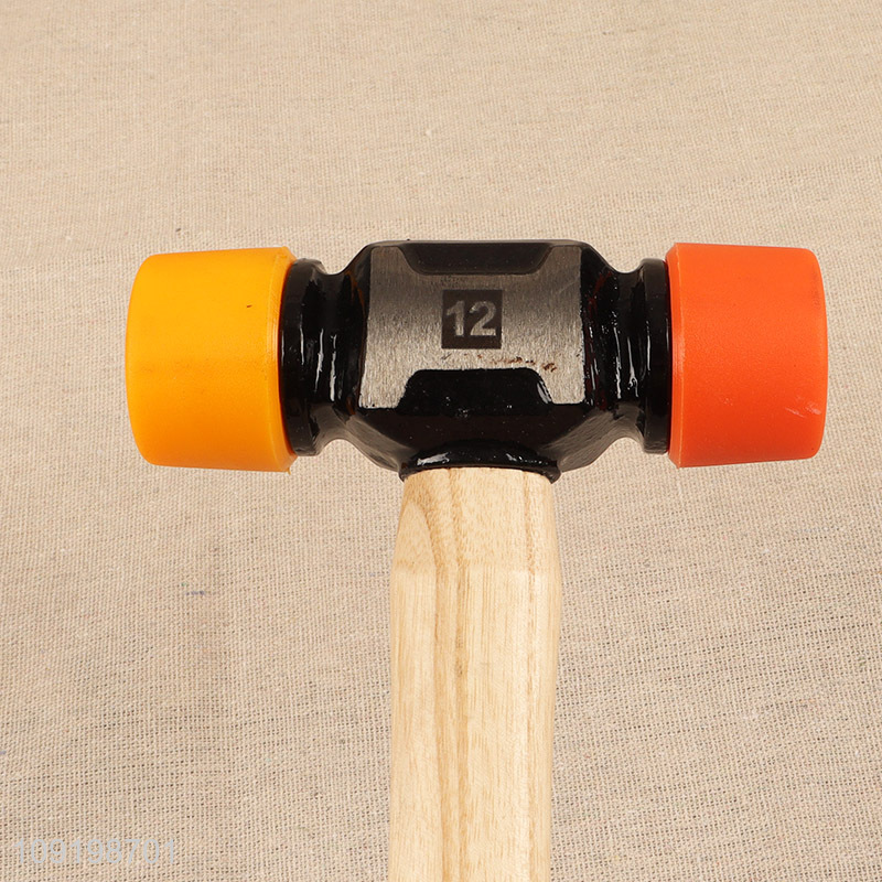 Factory price heavy duty rubber shockproof hammer with wooden handle