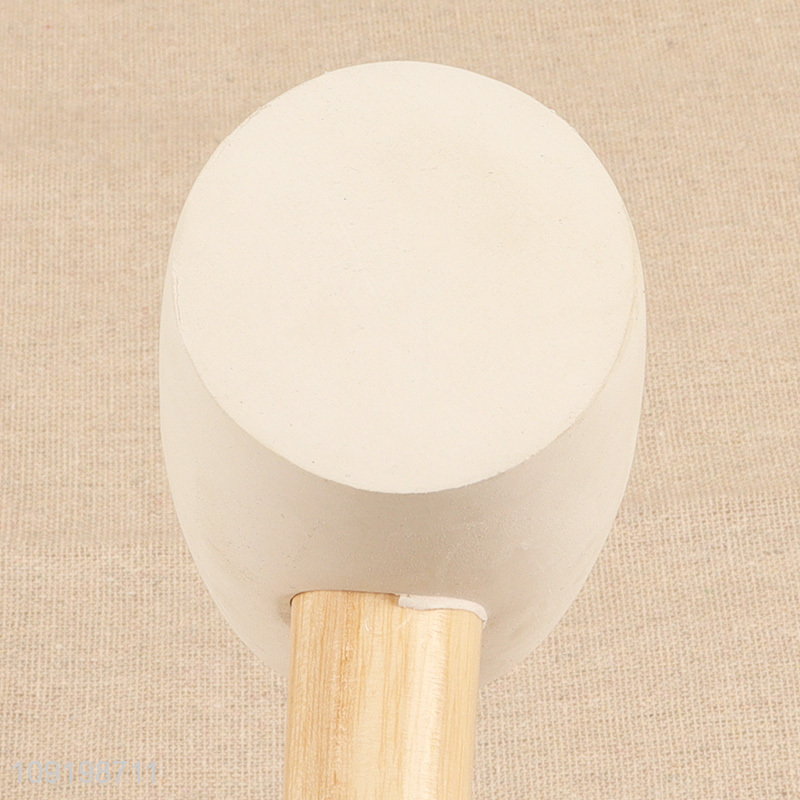 Best selling white heavy duty shockproof rubber hammer with wooden handle