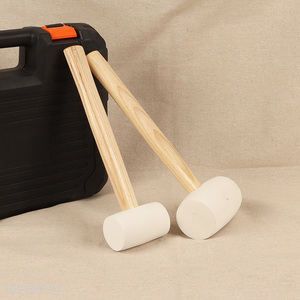 China supplier heavy duty hand tool shockproof rubber hammer with wooden handle