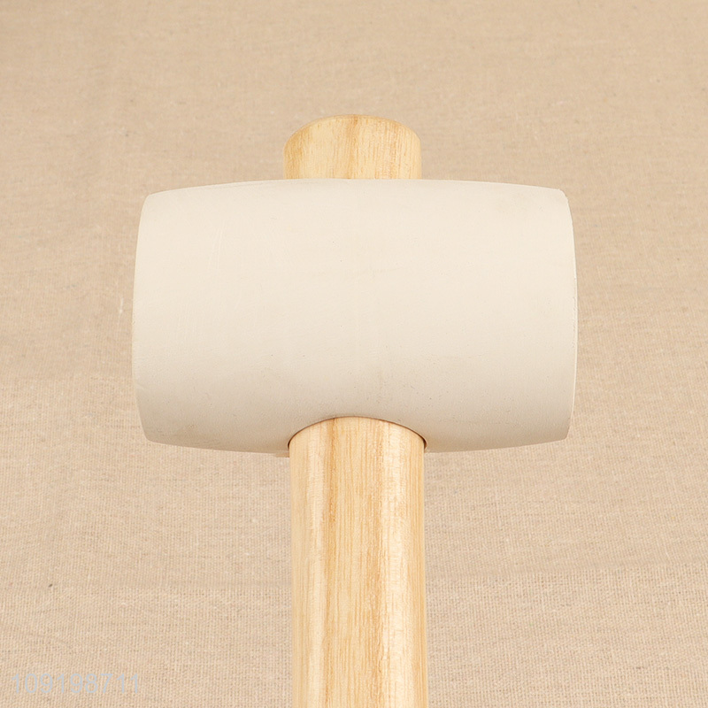Best selling white heavy duty shockproof rubber hammer with wooden handle