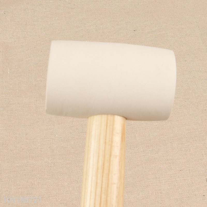 China supplier heavy duty hand tool shockproof rubber hammer with wooden handle