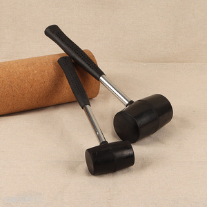 Yiwu market professional black heavy duty rubber hammer with steel handle