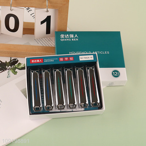 High Quality 12PCS Heavy Duty Carbon Steel Nail Clippers with Curved Blade