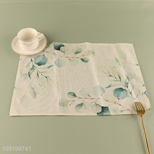 Wholesale Rectangular Leaf Printed Cloth <em>Placemat</em> for Dining Table Decor