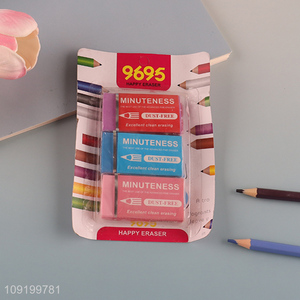 Wholesale 3 Pieces Rubber Erasers Dust Free Easers for School Student