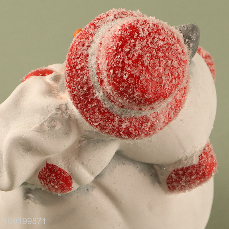 New Poduct Led Christmas Snowman Ornaments Ceramic Snowman Figurines