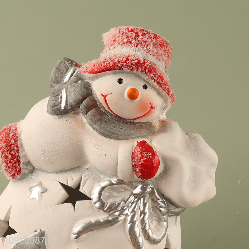 New Poduct Led Christmas Snowman Ornaments Ceramic Snowman Figurines