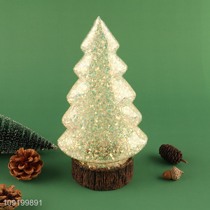 Hot Selling Led Lighted Glass Christmas Tree for Tabletop Decor