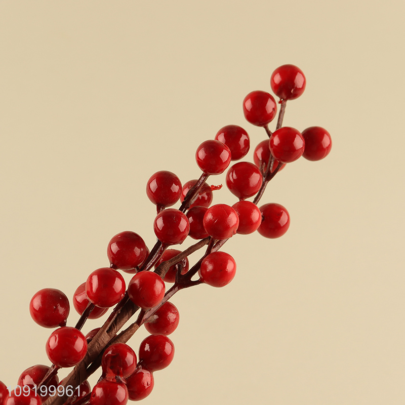 New Product Artificial Red Berries Branch Christmas Tree Hanging Ornaments