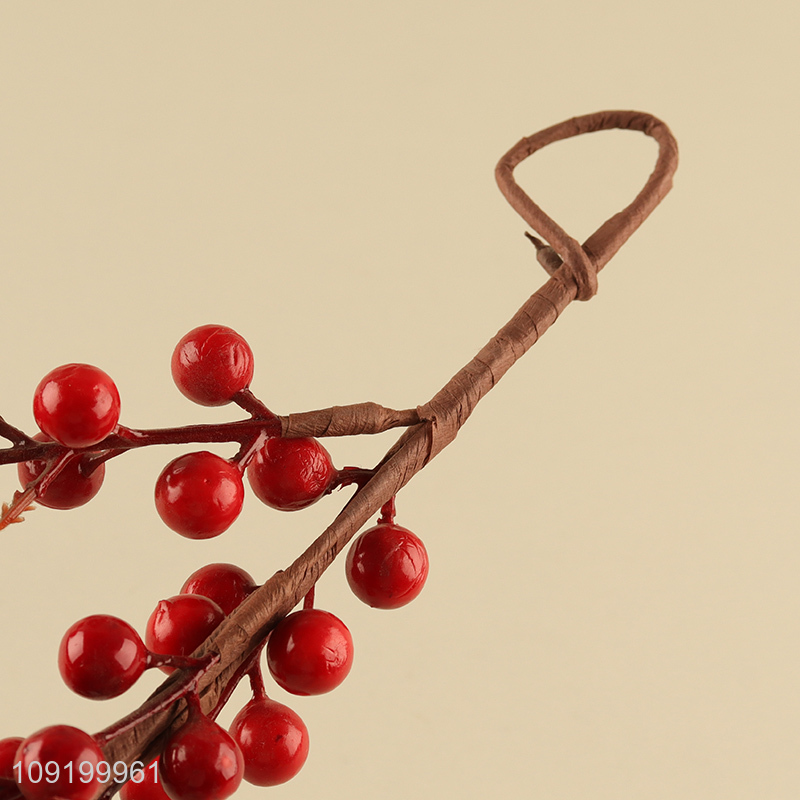 New Product Artificial Red Berries Branch Christmas Tree Hanging Ornaments